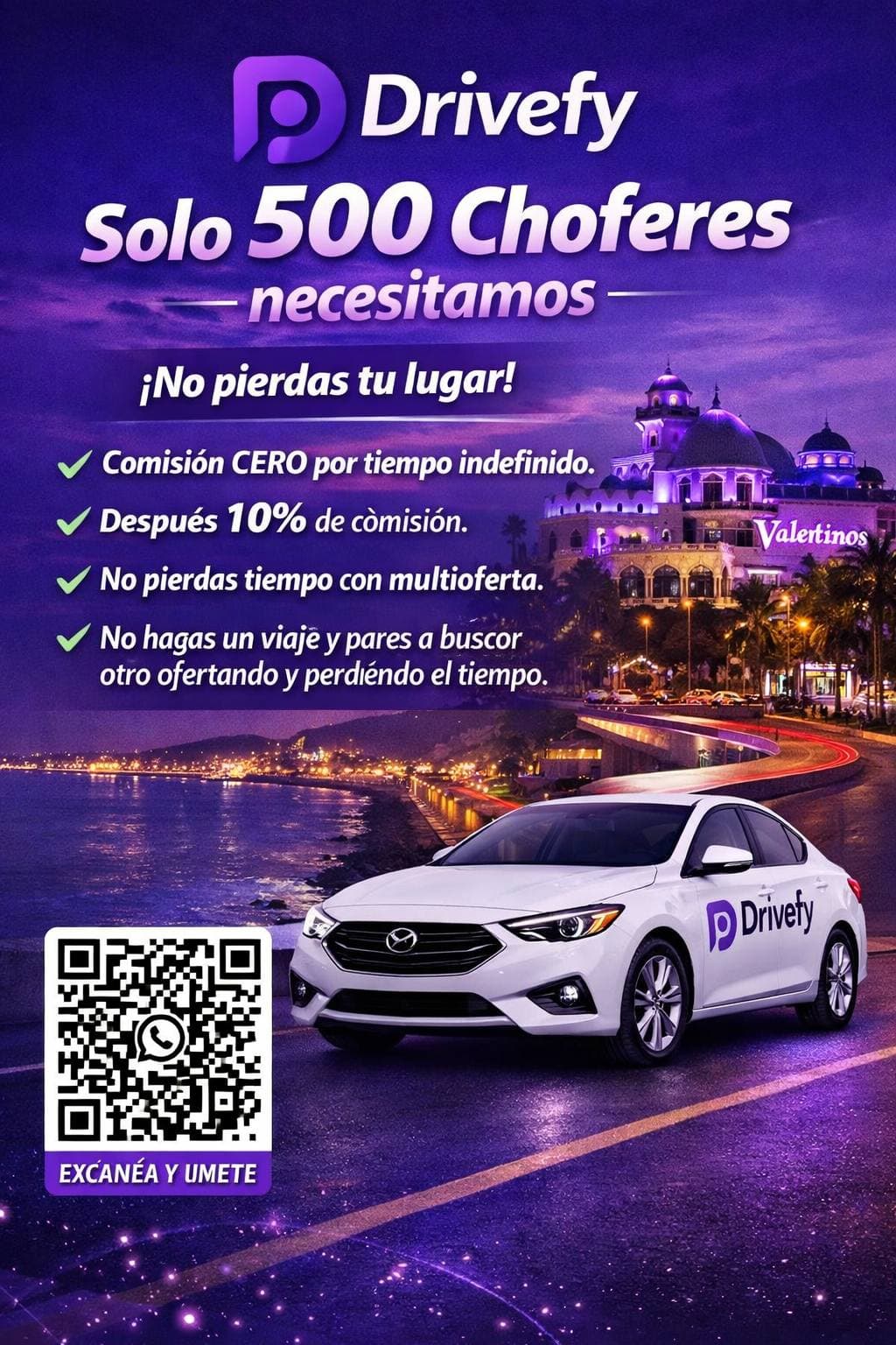 Drivefy — Solo 500 choferes necesitamos